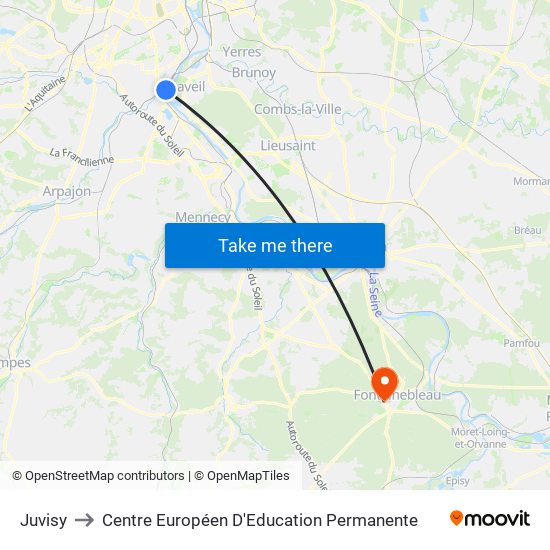 Juvisy to Centre Européen D'Education Permanente map