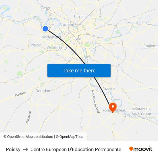 Poissy to Centre Européen D'Education Permanente map