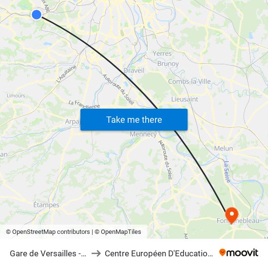 Gare de Versailles - Chantiers to Centre Européen D'Education Permanente map