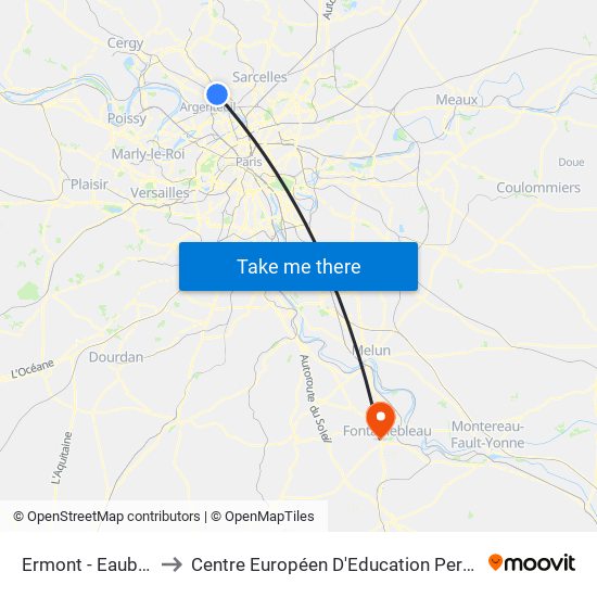 Ermont - Eaubonne to Centre Européen D'Education Permanente map