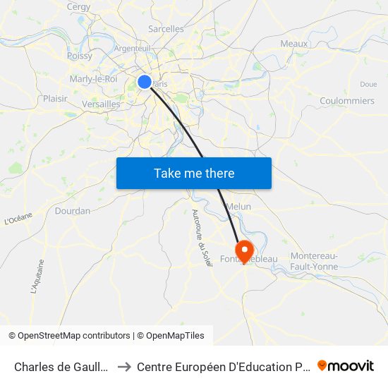 Charles de Gaulle Etoile to Centre Européen D'Education Permanente map