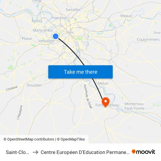Saint-Cloud to Centre Européen D'Education Permanente map
