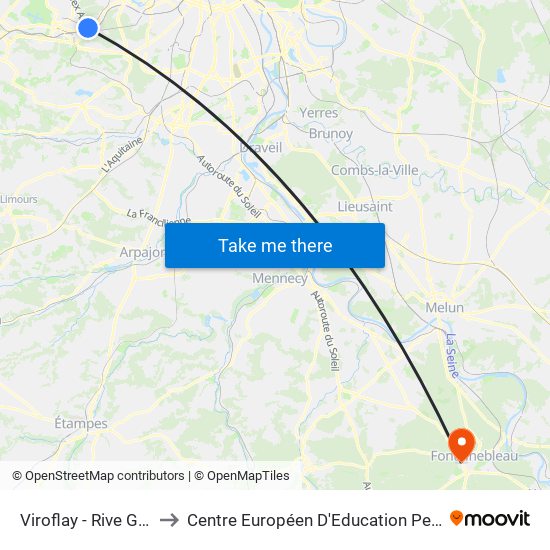 Viroflay - Rive Gauche to Centre Européen D'Education Permanente map