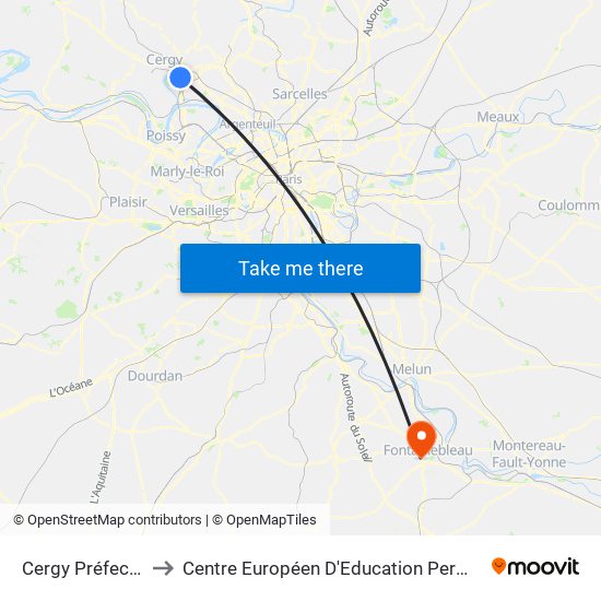 Cergy Préfecture to Centre Européen D'Education Permanente map