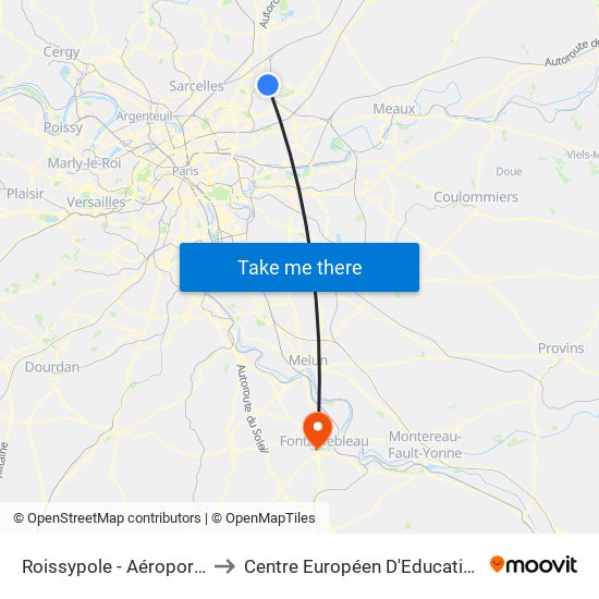 Roissypole - Aéroport Cdg1 (D3) to Centre Européen D'Education Permanente map