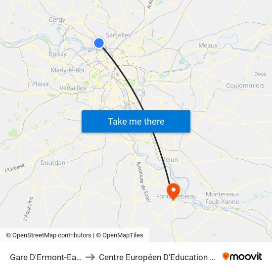 Gare D'Ermont-Eaubonne to Centre Européen D'Education Permanente map