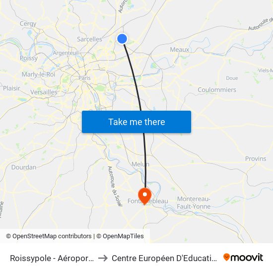 Roissypole - Aéroport Cdg1 (G1) to Centre Européen D'Education Permanente map