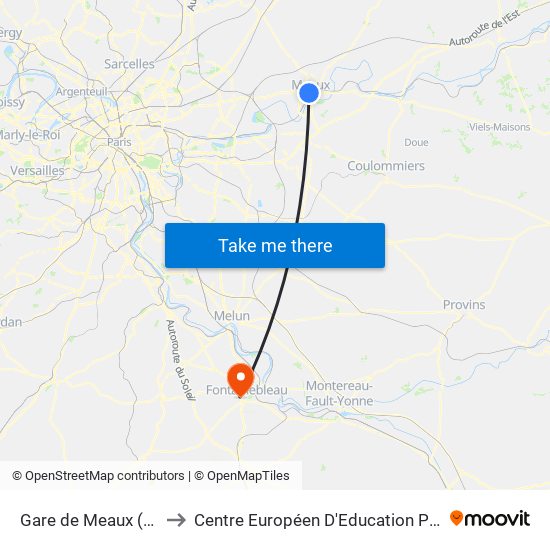 Gare de Meaux (Quai D) to Centre Européen D'Education Permanente map