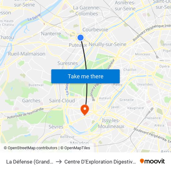 La Défense (Grande Arche) to Centre D'Exploration Digestive de L'Enfant map