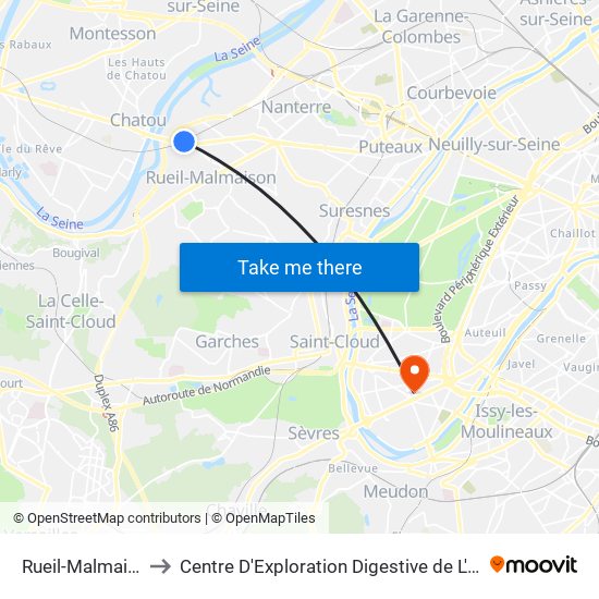 Rueil-Malmaison to Centre D'Exploration Digestive de L'Enfant map