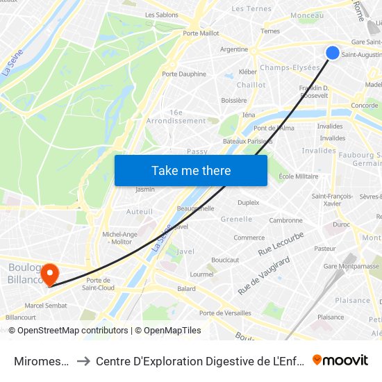 Miromesnil to Centre D'Exploration Digestive de L'Enfant map