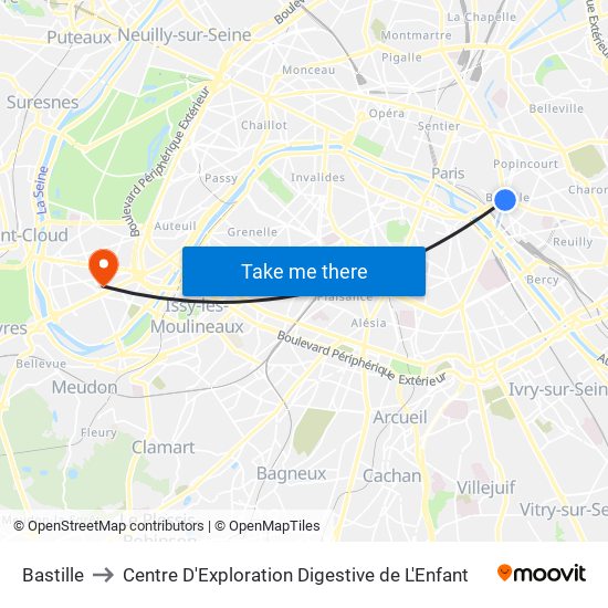 Bastille to Centre D'Exploration Digestive de L'Enfant map