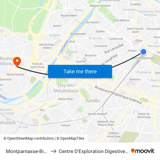 Montparnasse-Bienvenue to Centre D'Exploration Digestive de L'Enfant map