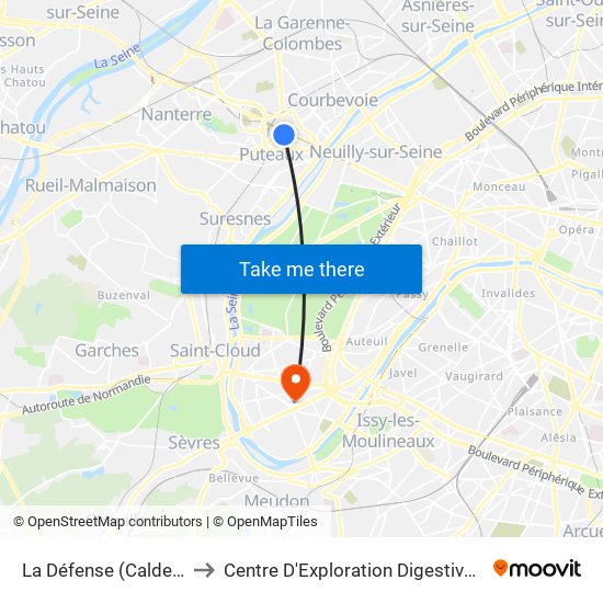 La Défense (Calder - Miro) to Centre D'Exploration Digestive de L'Enfant map