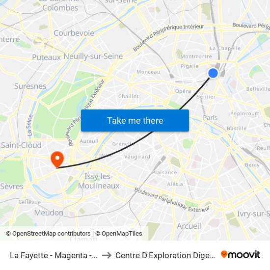 La Fayette - Magenta - Gare du Nord to Centre D'Exploration Digestive de L'Enfant map