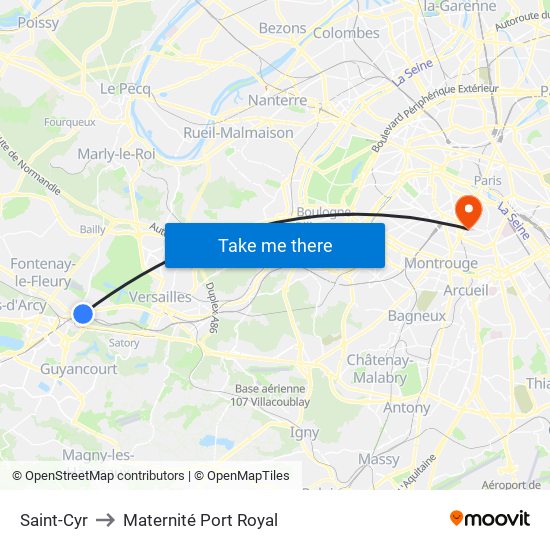 Saint-Cyr to Maternité Port Royal map