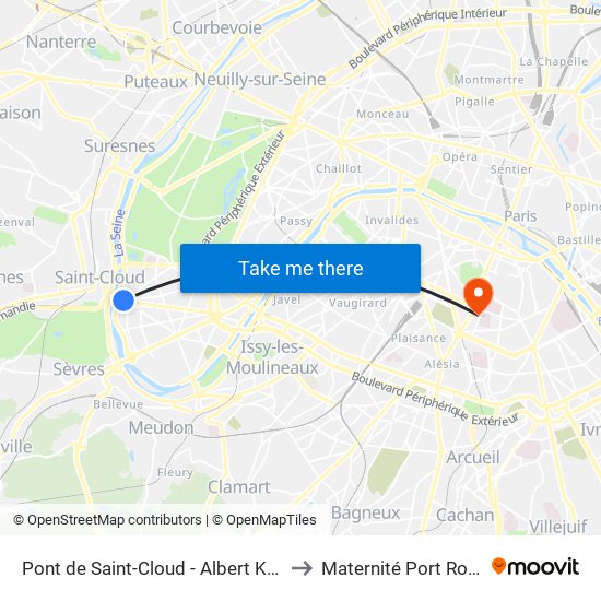 Pont de Saint-Cloud - Albert Kahn to Maternité Port Royal map
