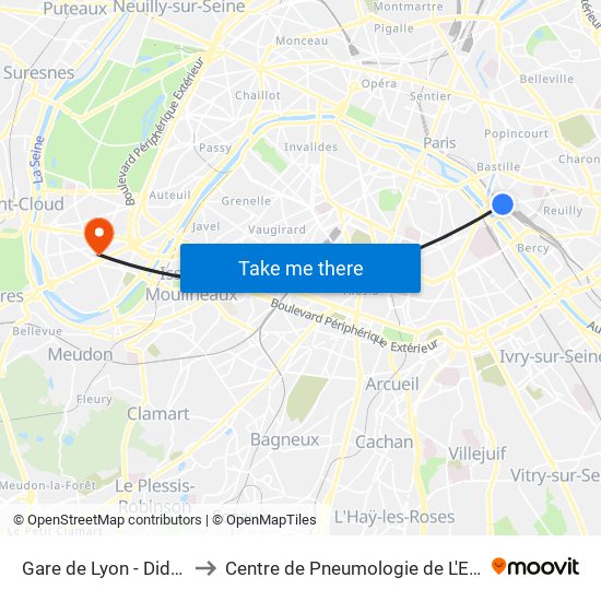 Gare de Lyon - Diderot to Centre de Pneumologie de L'Enfant map