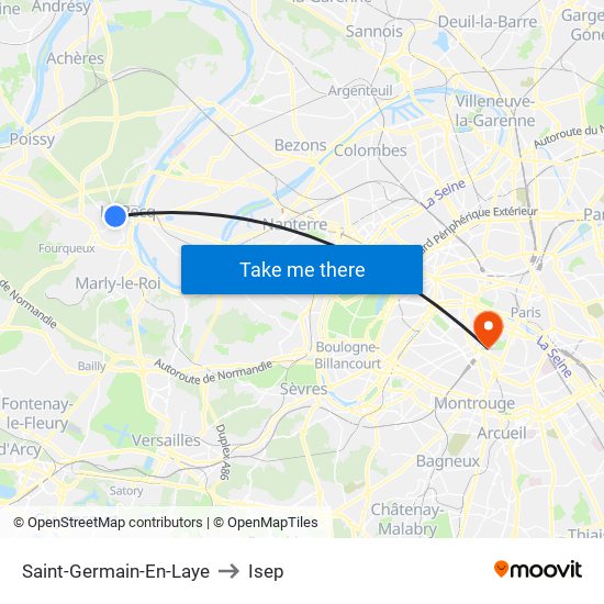 Saint-Germain-En-Laye to Isep map