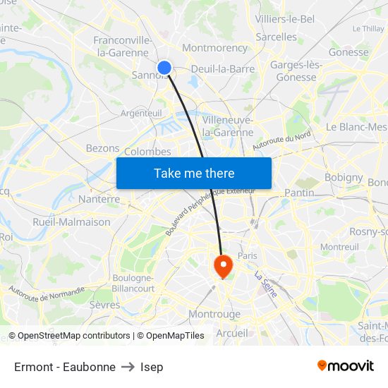 Ermont - Eaubonne to Isep map