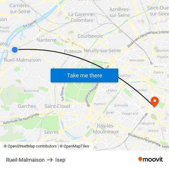 Rueil-Malmaison to Isep map