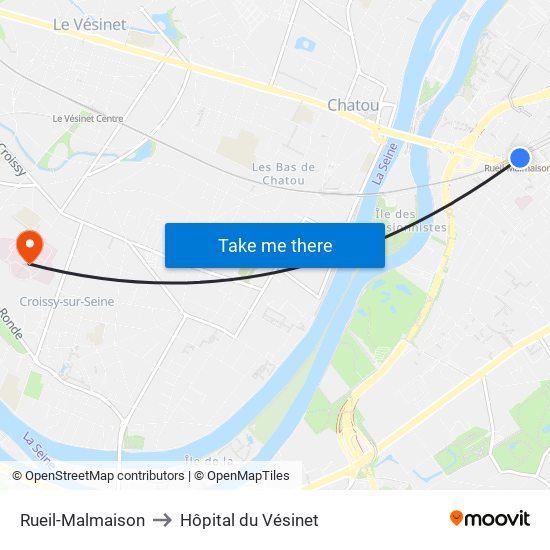 Rueil-Malmaison to Hôpital du Vésinet map