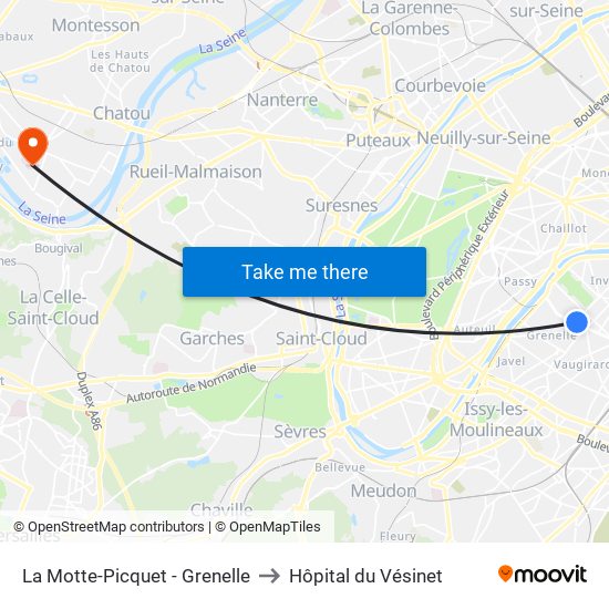 La Motte-Picquet - Grenelle to Hôpital du Vésinet map