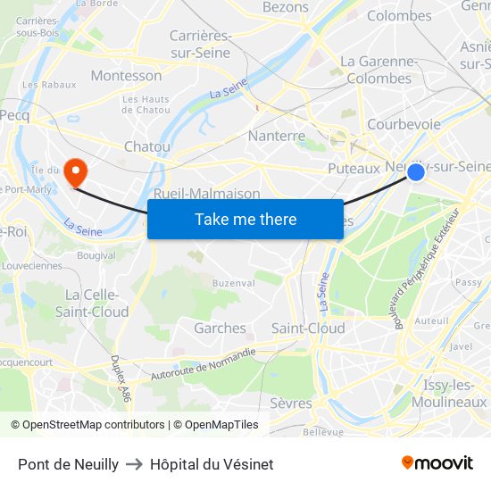 Pont de Neuilly to Hôpital du Vésinet map