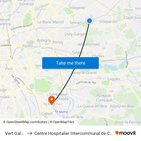 Vert Galant to Centre Hospitalier Intercommunal de Créteil map