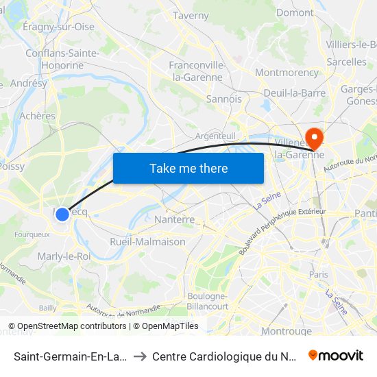Saint-Germain-En-Laye to Centre Cardiologique du Nord map