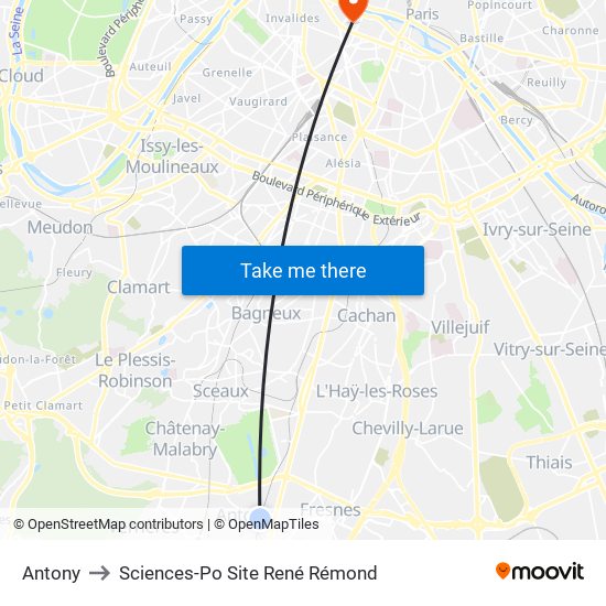 Antony to Sciences-Po Site René Rémond map