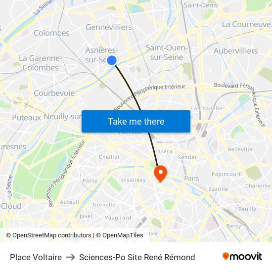 Place Voltaire to Sciences-Po Site René Rémond map