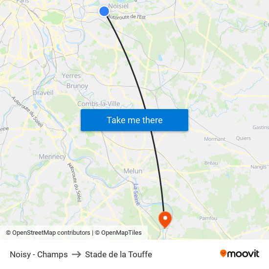 Noisy - Champs to Stade de la Touffe map