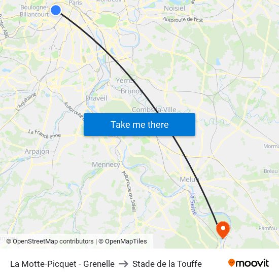 La Motte-Picquet - Grenelle to Stade de la Touffe map
