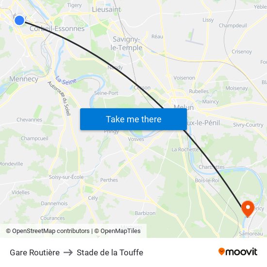 Gare Routière to Stade de la Touffe map