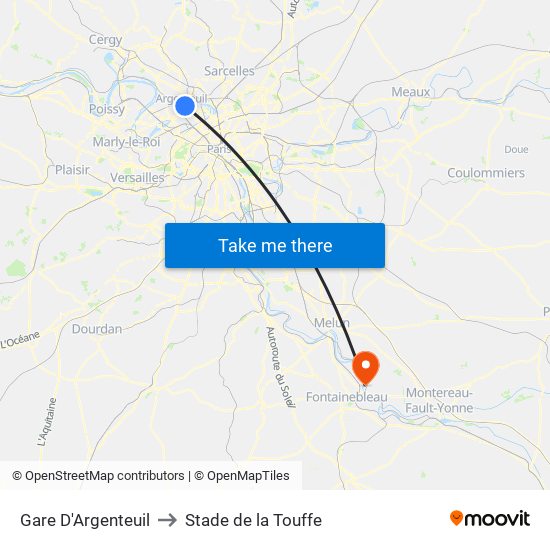 Gare D'Argenteuil to Stade de la Touffe map