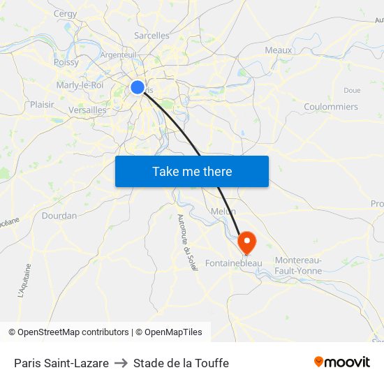 Paris Saint-Lazare to Stade de la Touffe map