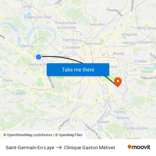 Saint-Germain-En-Laye to Clinique Gaston Métivet map