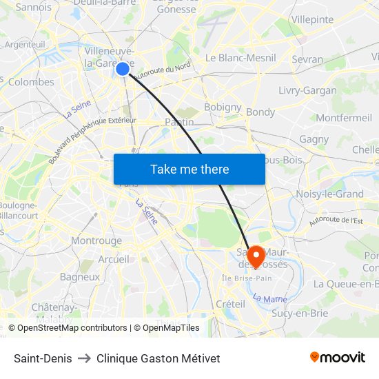 Saint-Denis to Clinique Gaston Métivet map