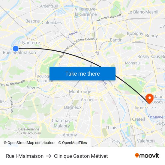 Rueil-Malmaison to Clinique Gaston Métivet map