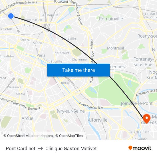Pont Cardinet to Clinique Gaston Métivet map