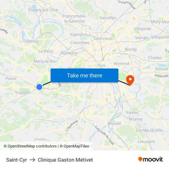 Saint-Cyr to Clinique Gaston Métivet map