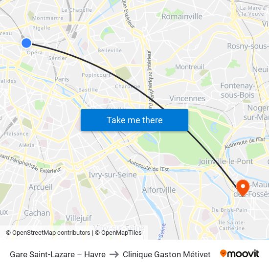 Gare Saint-Lazare – Havre to Clinique Gaston Métivet map