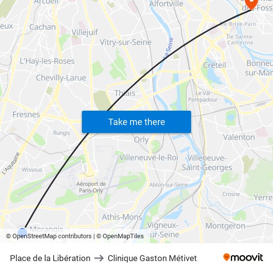 Place de la Libération to Clinique Gaston Métivet map