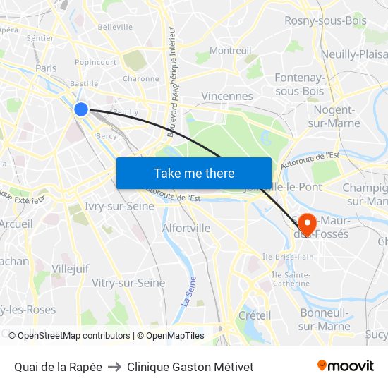 Quai de la Rapée to Clinique Gaston Métivet map