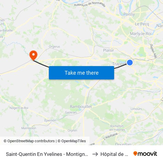 Saint-Quentin En Yvelines - Montigny-Le-Bretonneux to Hôpital de Houdan map