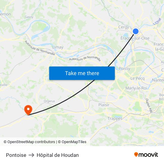 Pontoise to Hôpital de Houdan map