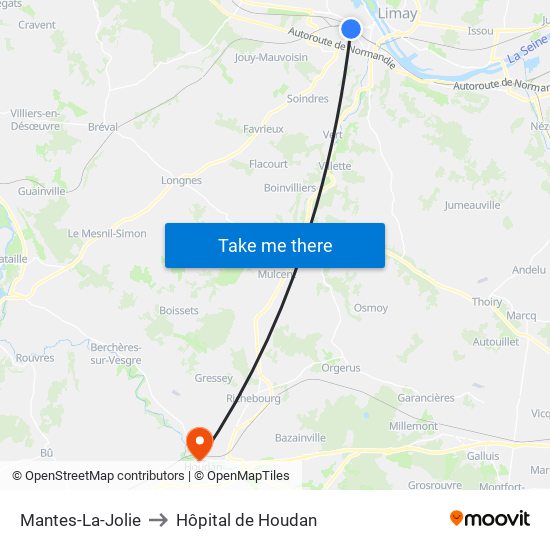 Mantes-La-Jolie to Hôpital de Houdan map