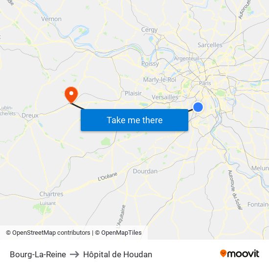 Bourg-La-Reine to Hôpital de Houdan map