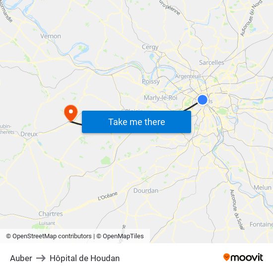Auber to Hôpital de Houdan map